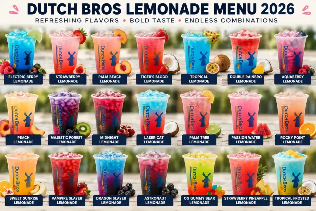 Dutch Bros Lemonade Menu 2026: Prices, Flavors, Calories & Secret Lemonade Drinks