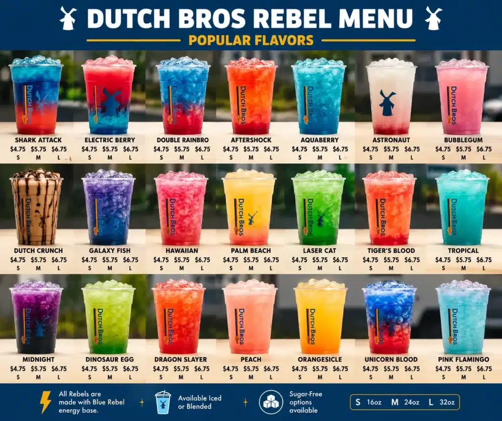 Dutch Bros Rebel Menu with Prices (2026): Every Flavor, Caffeine & Nutrition Guide